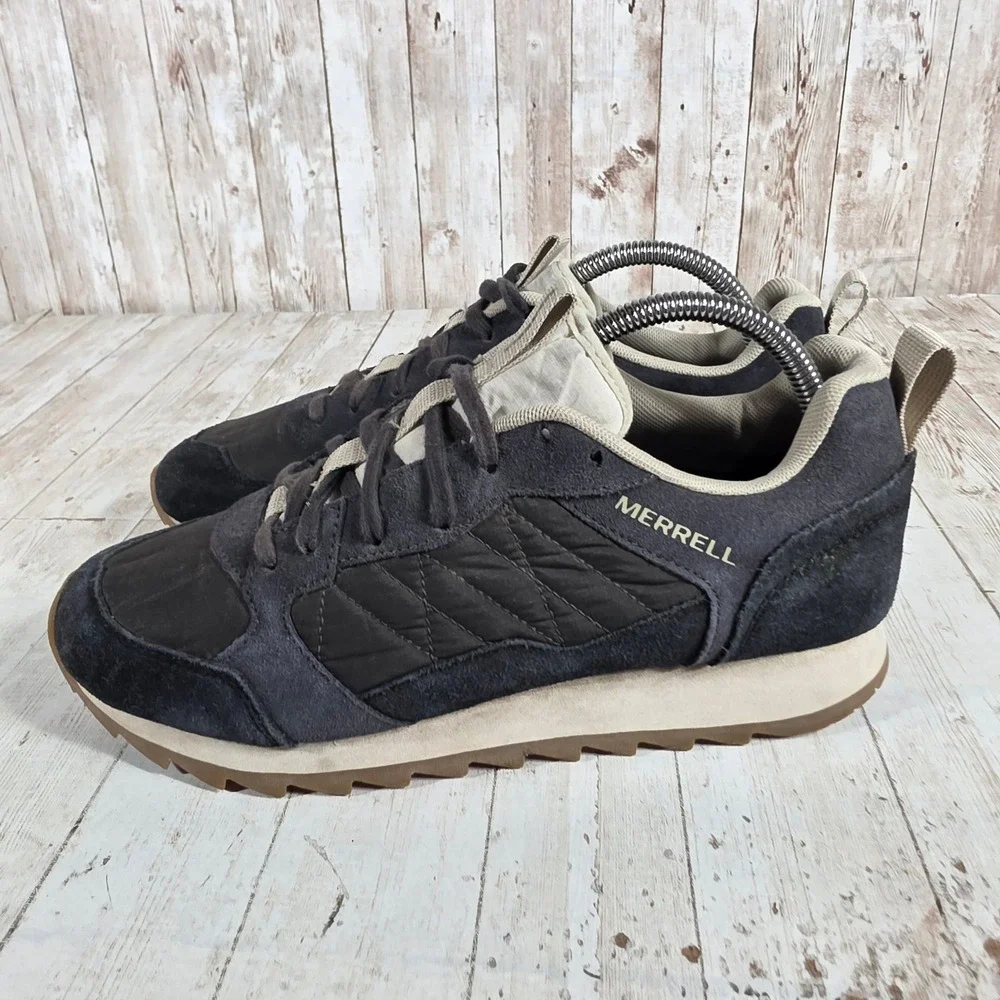 Merrell‎ Alpine Sneaker Womens 9.5 Black Suede Quilted Retro Outdoor J004804